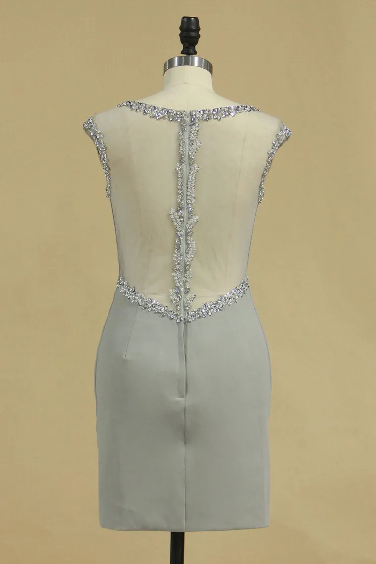 2024 Scoop Sheath Homecoming Dresses With Beads Mini