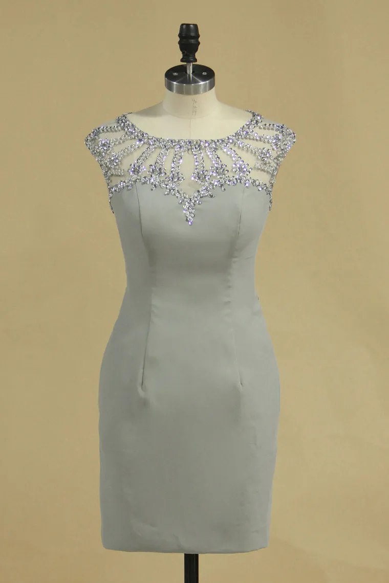 2024 Scoop Sheath Homecoming Dresses With Beads Mini