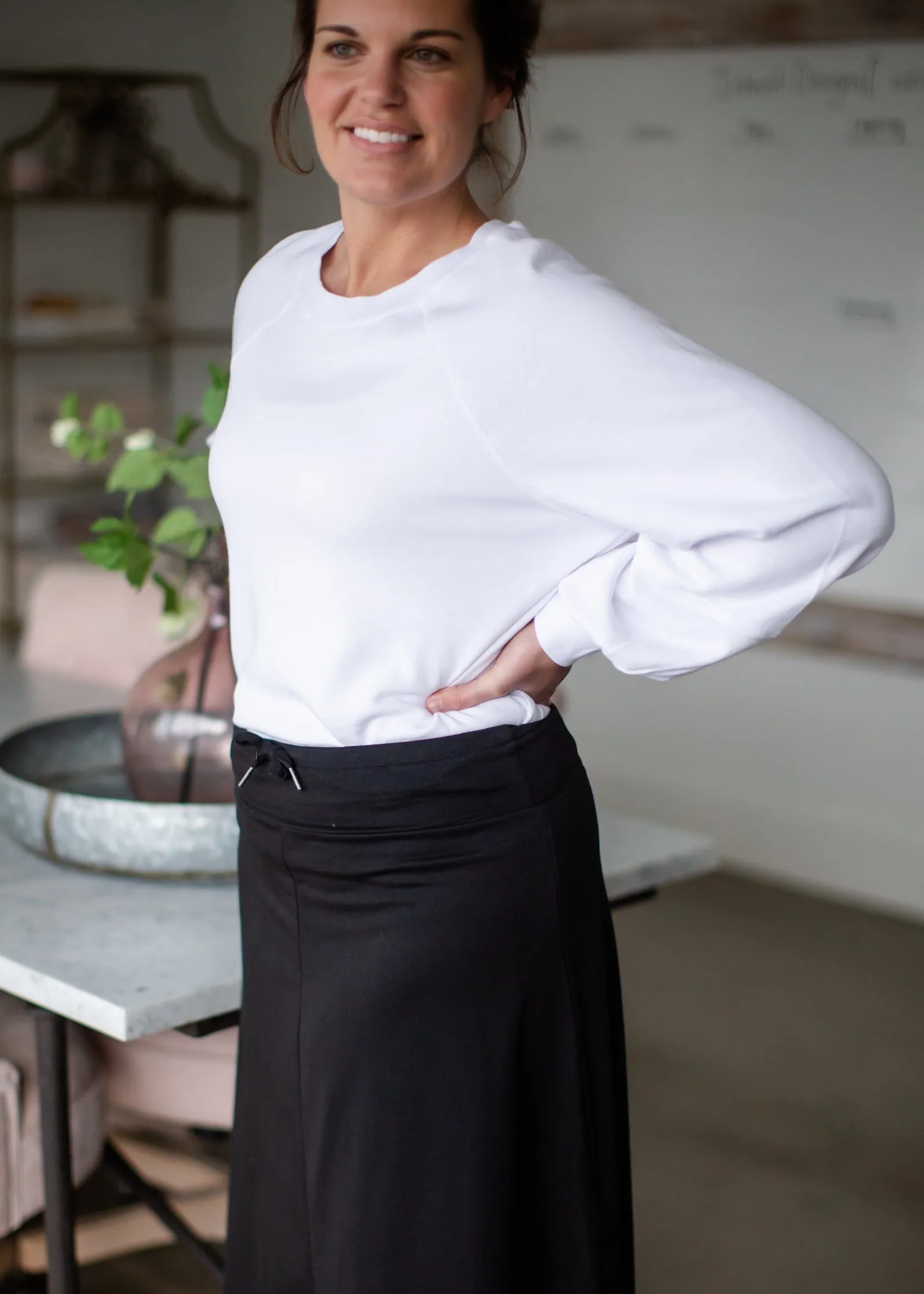 Addison Long Black Knit A-Line Skirt - FINAL SALE