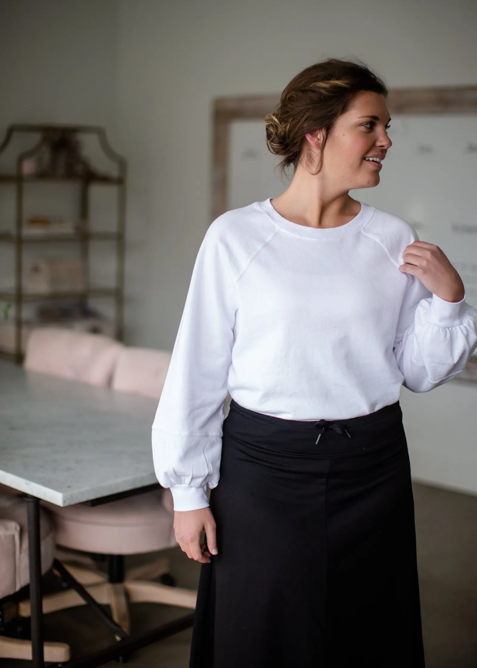 Addison Long Black Knit A-Line Skirt - FINAL SALE