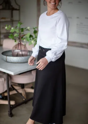 Addison Long Black Knit A-Line Skirt - FINAL SALE