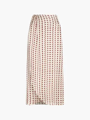 Amaime Satin Silk Midi Skirt | Ivory Wine Seeds