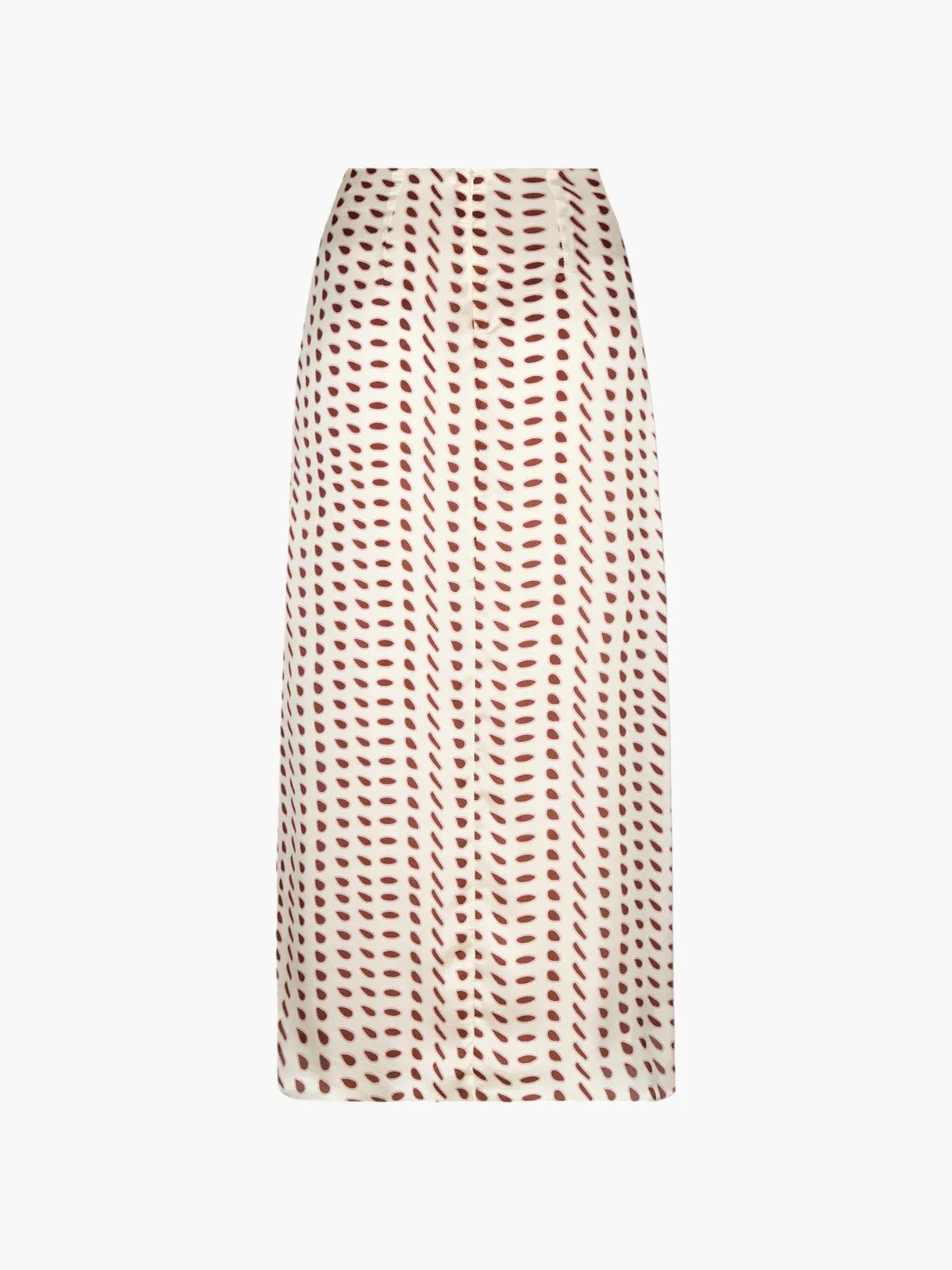 Amaime Satin Silk Midi Skirt | Ivory Wine Seeds
