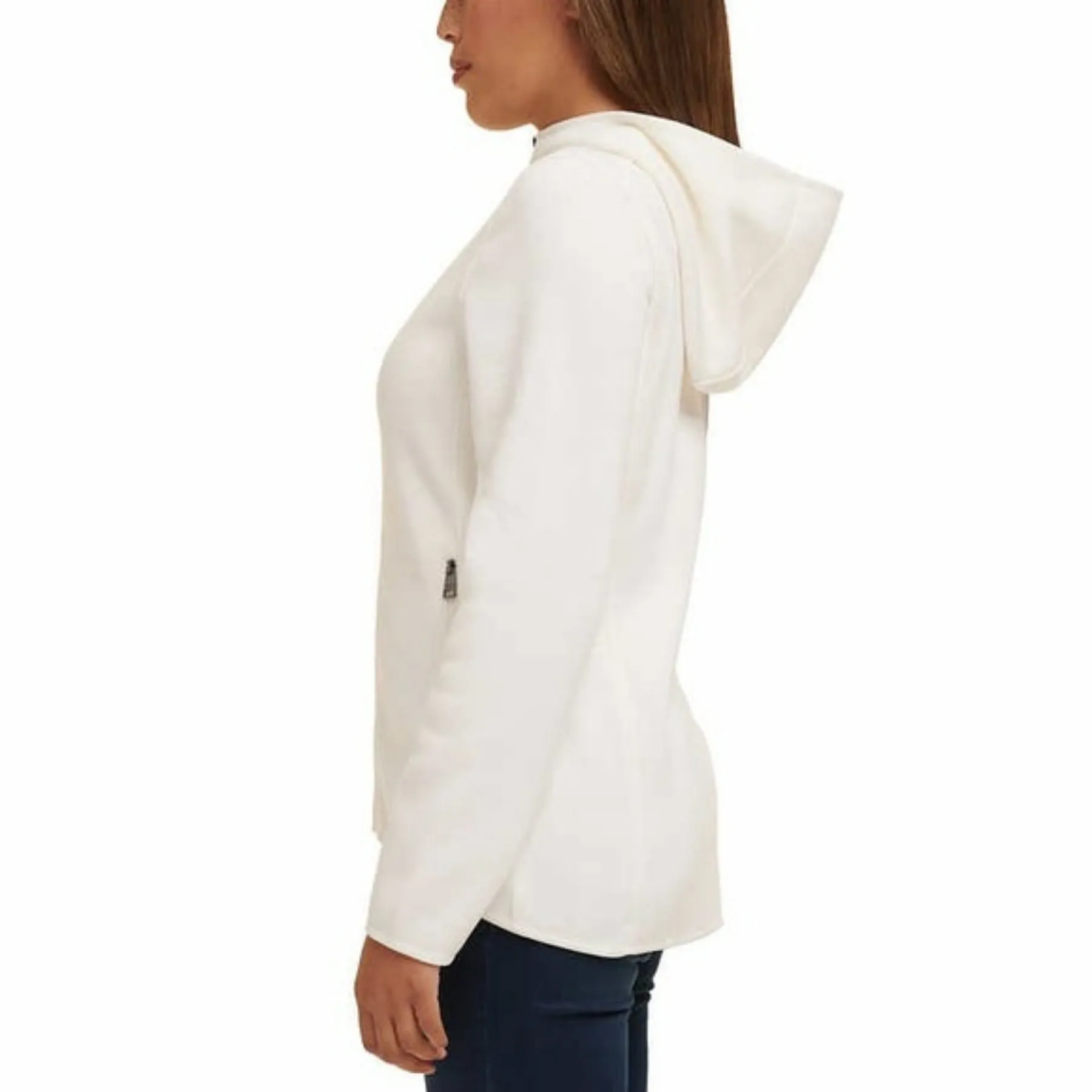 Andrew Marc Cozy Hi-Low Soft Fleece Full Zip Hooded Jacket