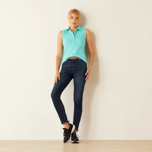 Ariat Ladies Prix 3.0 Sleeveless Polo Pool Blue