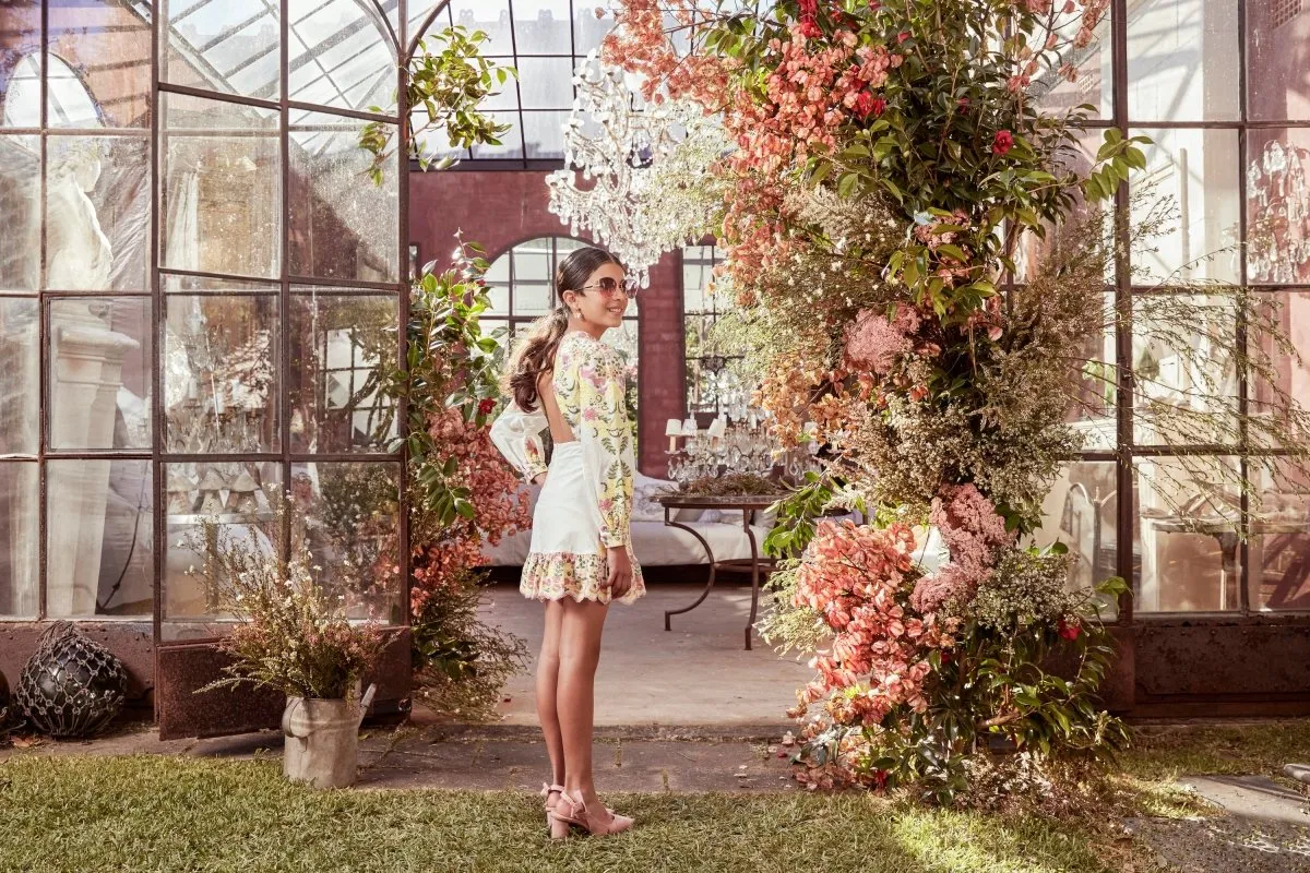 ARIELLE EMBROIDERED OPEN BACK DRESS