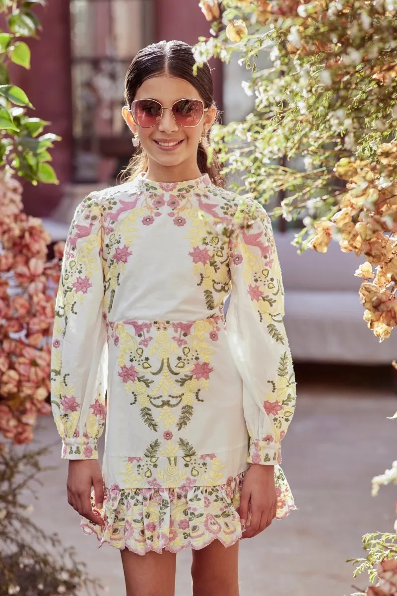 ARIELLE EMBROIDERED OPEN BACK DRESS