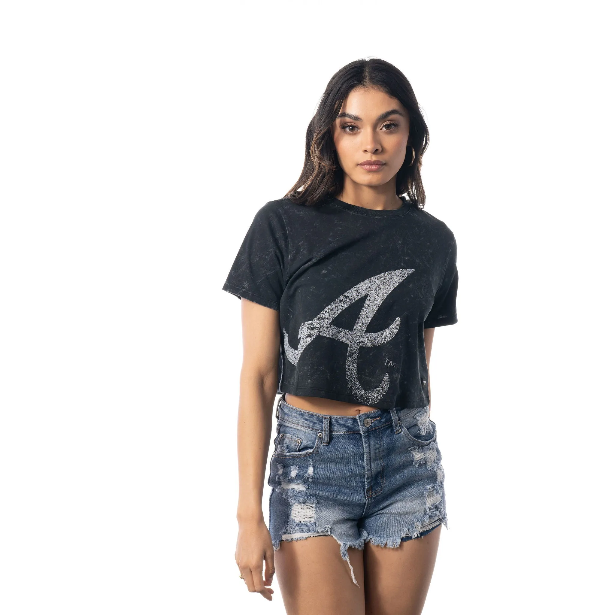 Atlanta Braves Braves Crop Tee - Black