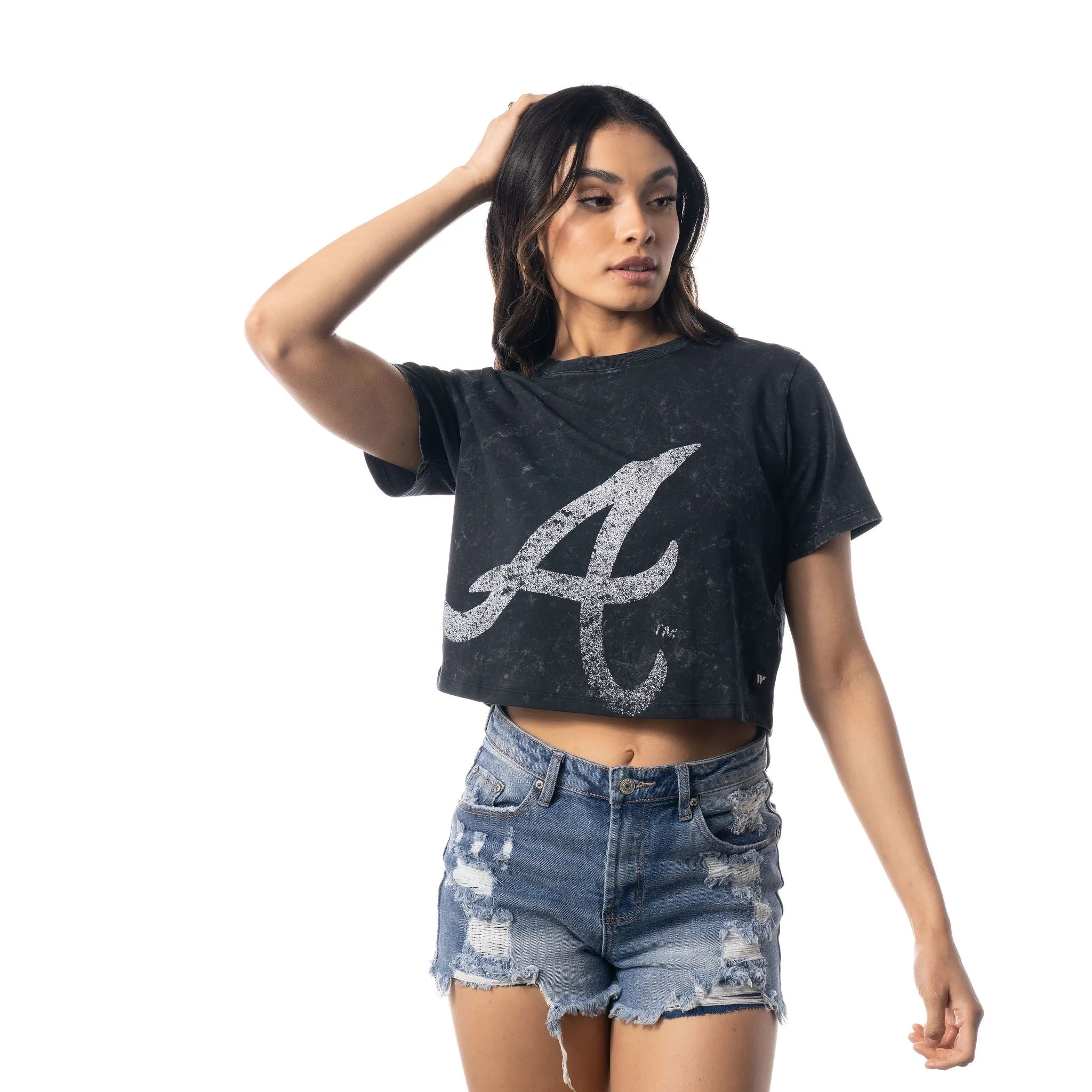 Atlanta Braves Braves Crop Tee - Black