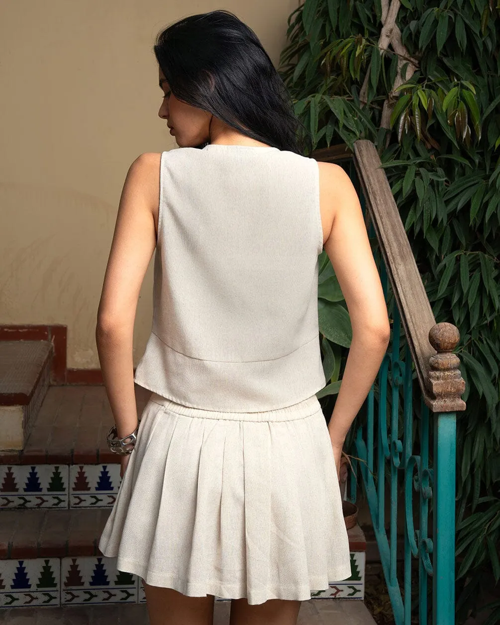 Beige Linen Skirt