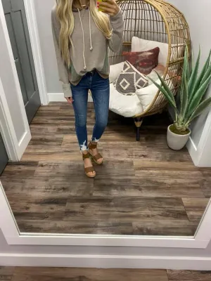 BEIGE OLIVE SUPER SOFT COLORBLOCK HOODIE