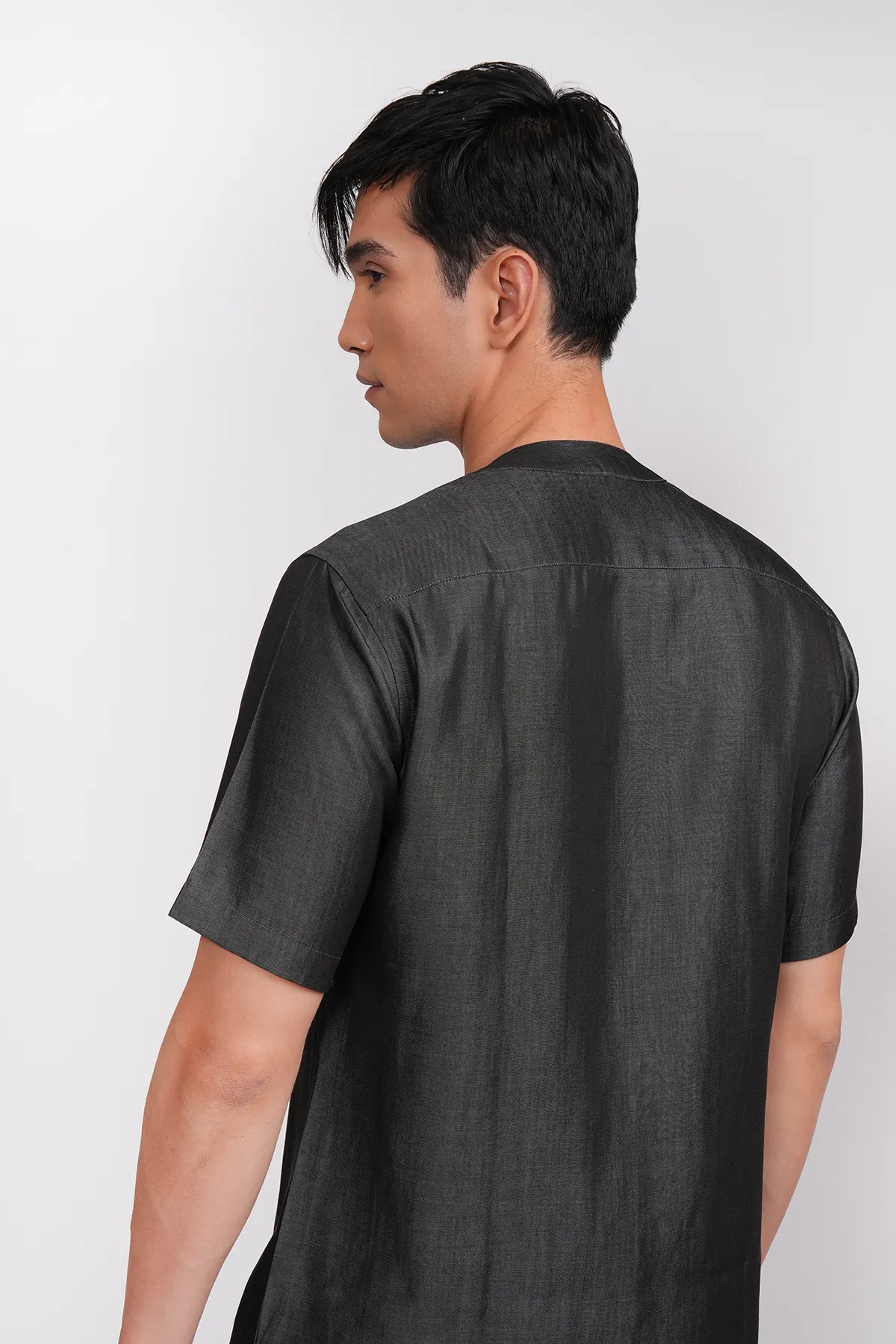 Black denim short sleeves shirt