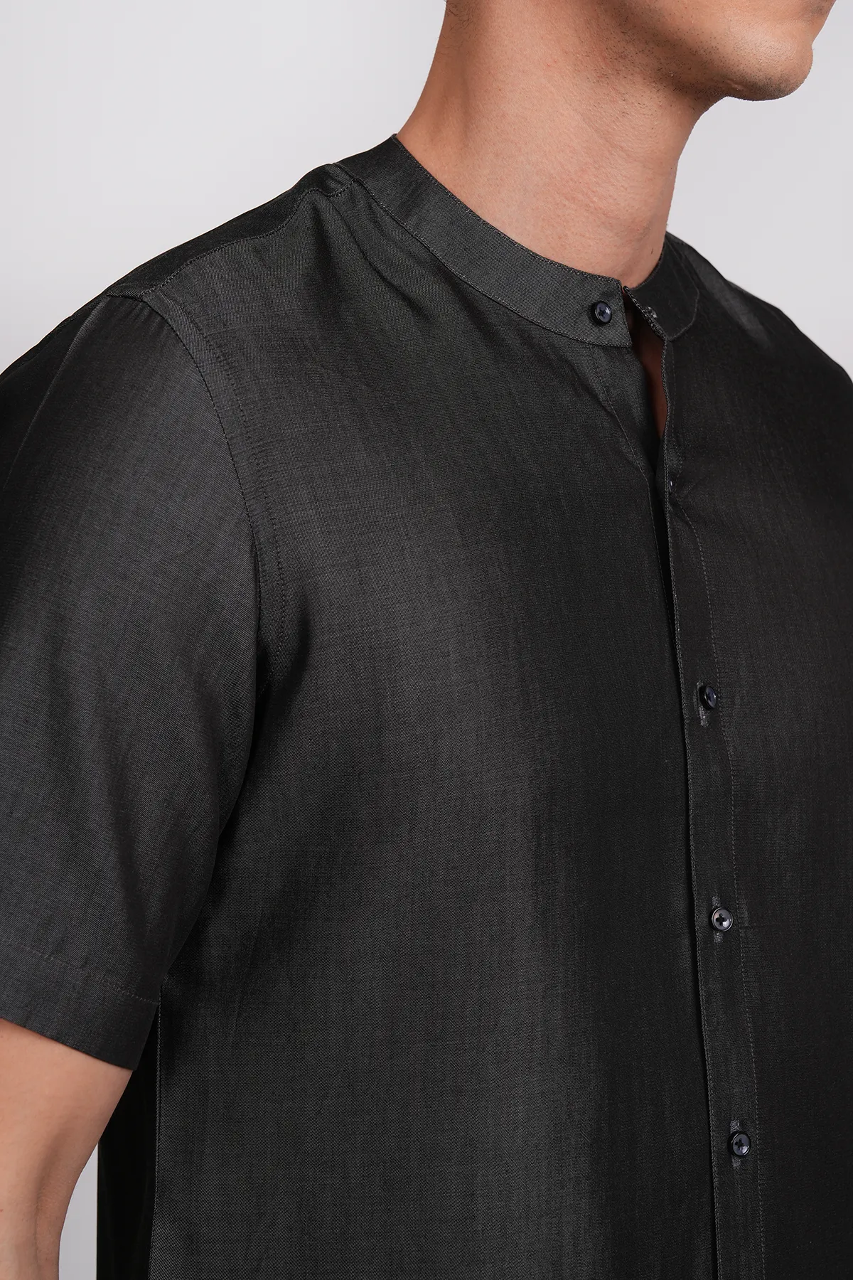Black denim short sleeves shirt