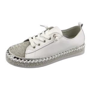 Bling White Leather Shoes