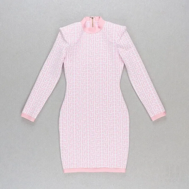 Bodycon Chic Geometric Jacquard Bandage Dress