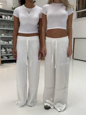 Bonnie satin pants - White