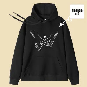 Couple Holding Hands Print Love Hoodie Customized Name