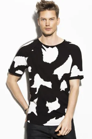 Cow Print Black T-Shirt - Deer Dear