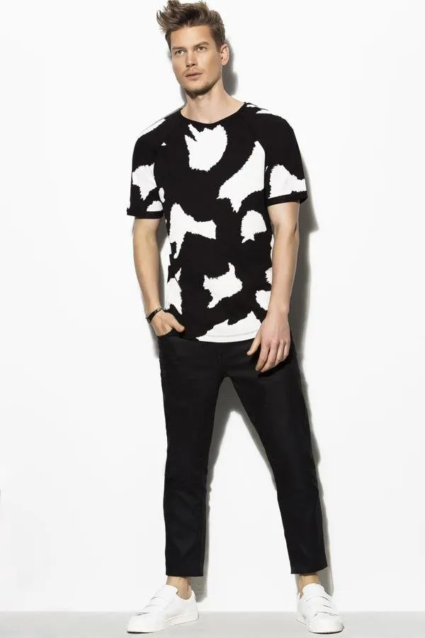 Cow Print Black T-Shirt - Deer Dear