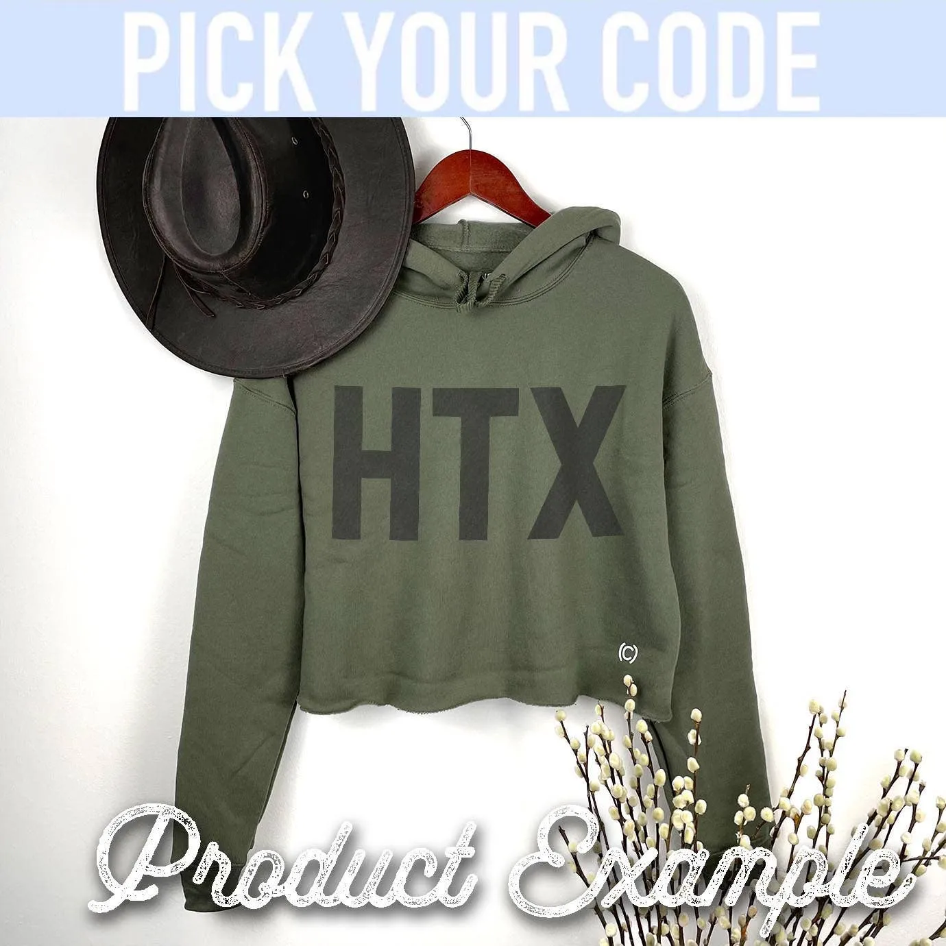 CROP HOODIES - Must Customize Code: Military Green / Medium