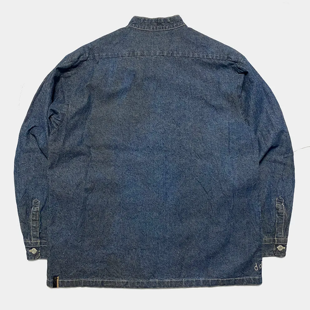 DDL 307 ETHAN-I RELAX FIT MANDARIN COLLAR SALT & PEPPER DENIM SHIRT-10OZ-RW TE