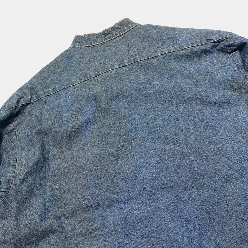 DDL 307 ETHAN-I RELAX FIT MANDARIN COLLAR SALT & PEPPER DENIM SHIRT-10OZ-RW TE