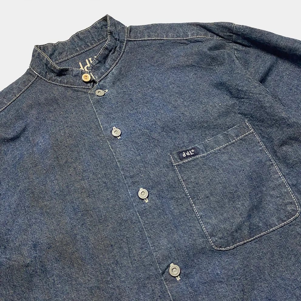 DDL 307 ETHAN-I RELAX FIT MANDARIN COLLAR SALT & PEPPER DENIM SHIRT-10OZ-RW TE