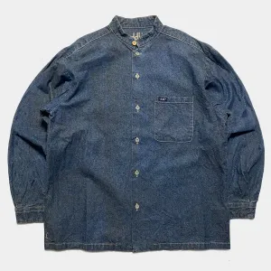 DDL 307 ETHAN-I RELAX FIT MANDARIN COLLAR SALT & PEPPER DENIM SHIRT-10OZ-RW TE