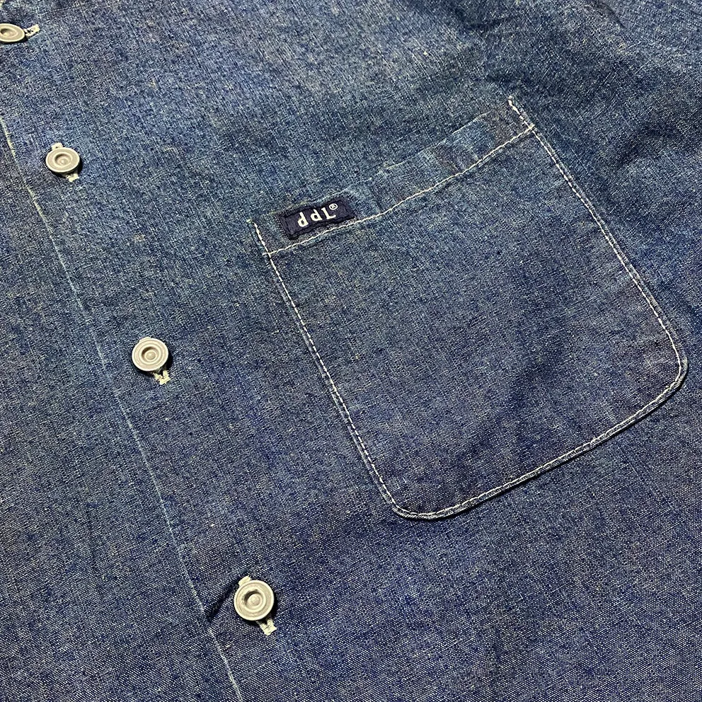 DDL 307 ETHAN-I RELAX FIT MANDARIN COLLAR SALT & PEPPER DENIM SHIRT-10OZ-RW TE