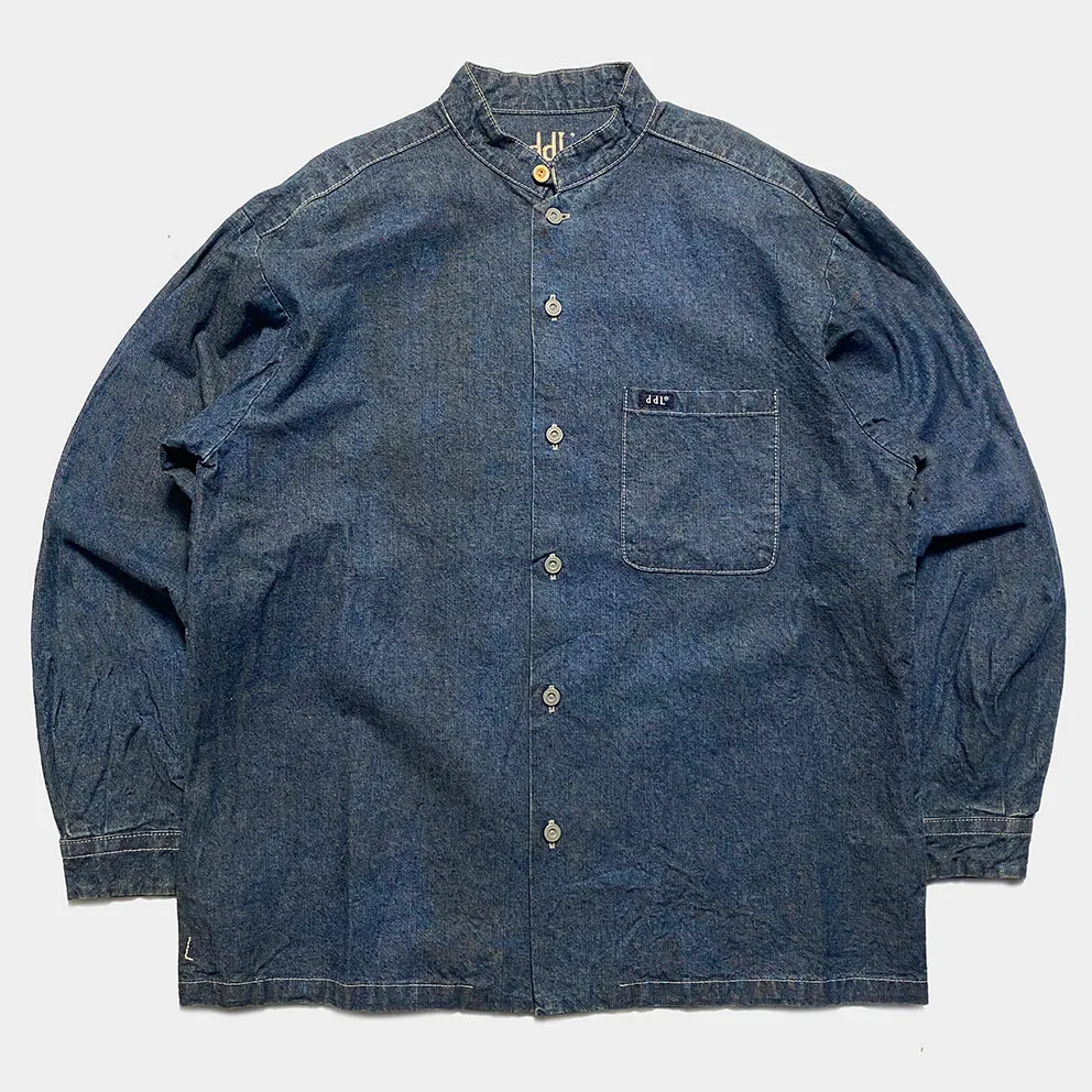 DDL 307 ETHAN-I RELAX FIT MANDARIN COLLAR SALT & PEPPER DENIM SHIRT-10OZ-RW TE