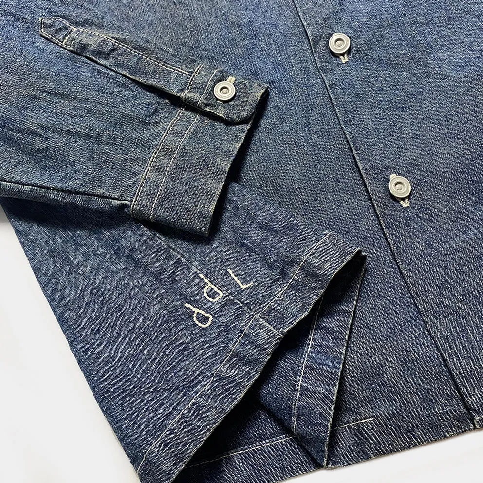 DDL 307 ETHAN-I RELAX FIT MANDARIN COLLAR SALT & PEPPER DENIM SHIRT-10OZ-RW TE