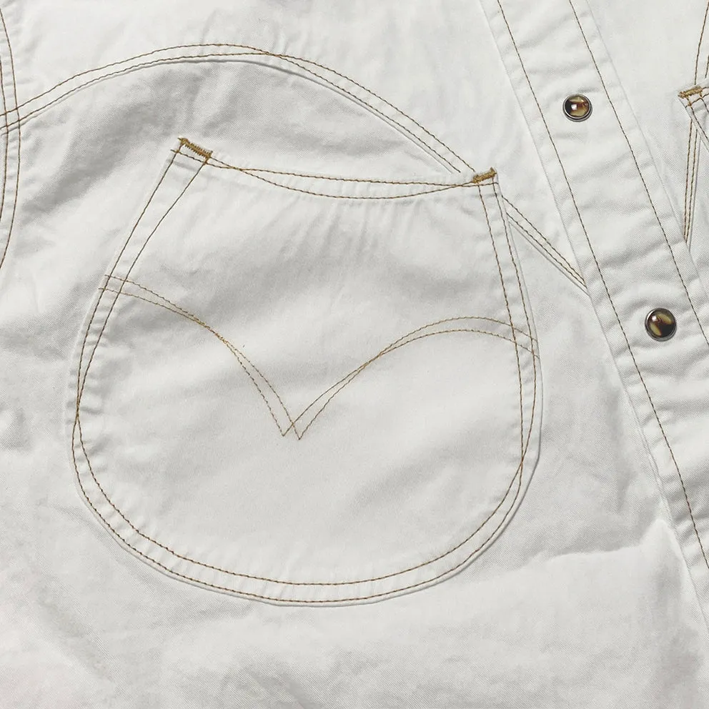 DDL 319R-DIABLO LUCKY-WC REGULAR FIT 2 HORSESHOE POCKET WHITE LEFT HAND TWILL WESTERN SHIRT WITH A SUBTLE COPPER THREADS STITCHING-E0 WHITE