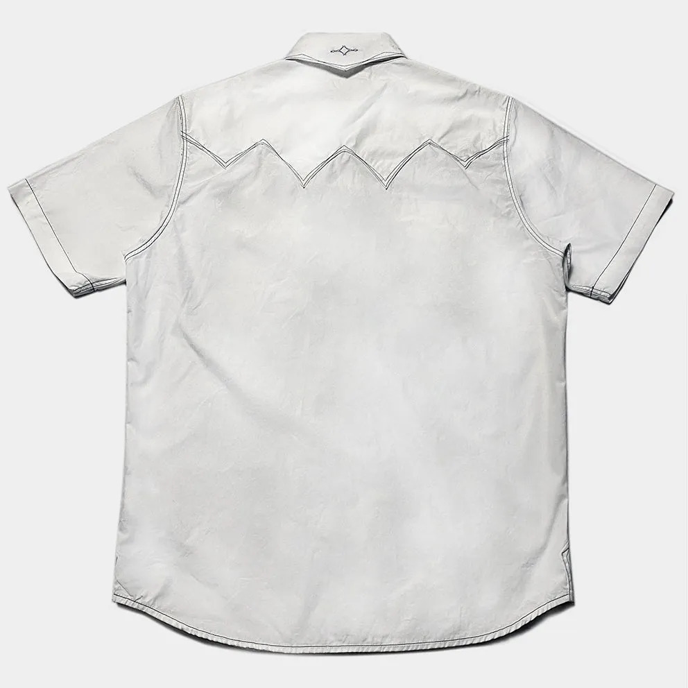 DDL 323RR-DEL TORO SWT-WB REGULAR FIT 2 POCKET SAWTOOTH SHORT SLEEVE WESTERN CONTRASTING BLUE STITCH SHIRT-E0 WHITE
