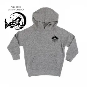 Fishing Compass Pocket Design on Front w/ Fishing Scene on Back - Child Hoodie