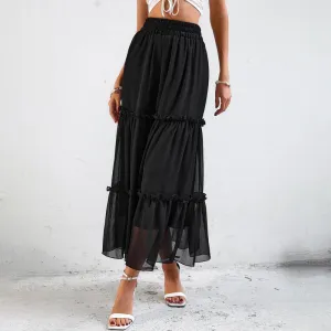 Frenchy Elastic Waist Frill Trim Skirt