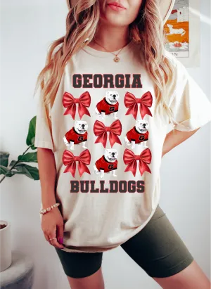 Georgia Bulldog Dawg Bow Comfort Color • Off White