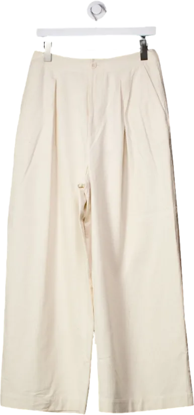 Jenni Kayne Cream Relaxed Wide Leg Trousers UK 6