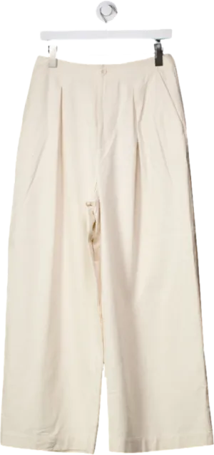 Jenni Kayne Cream Relaxed Wide Leg Trousers UK 6