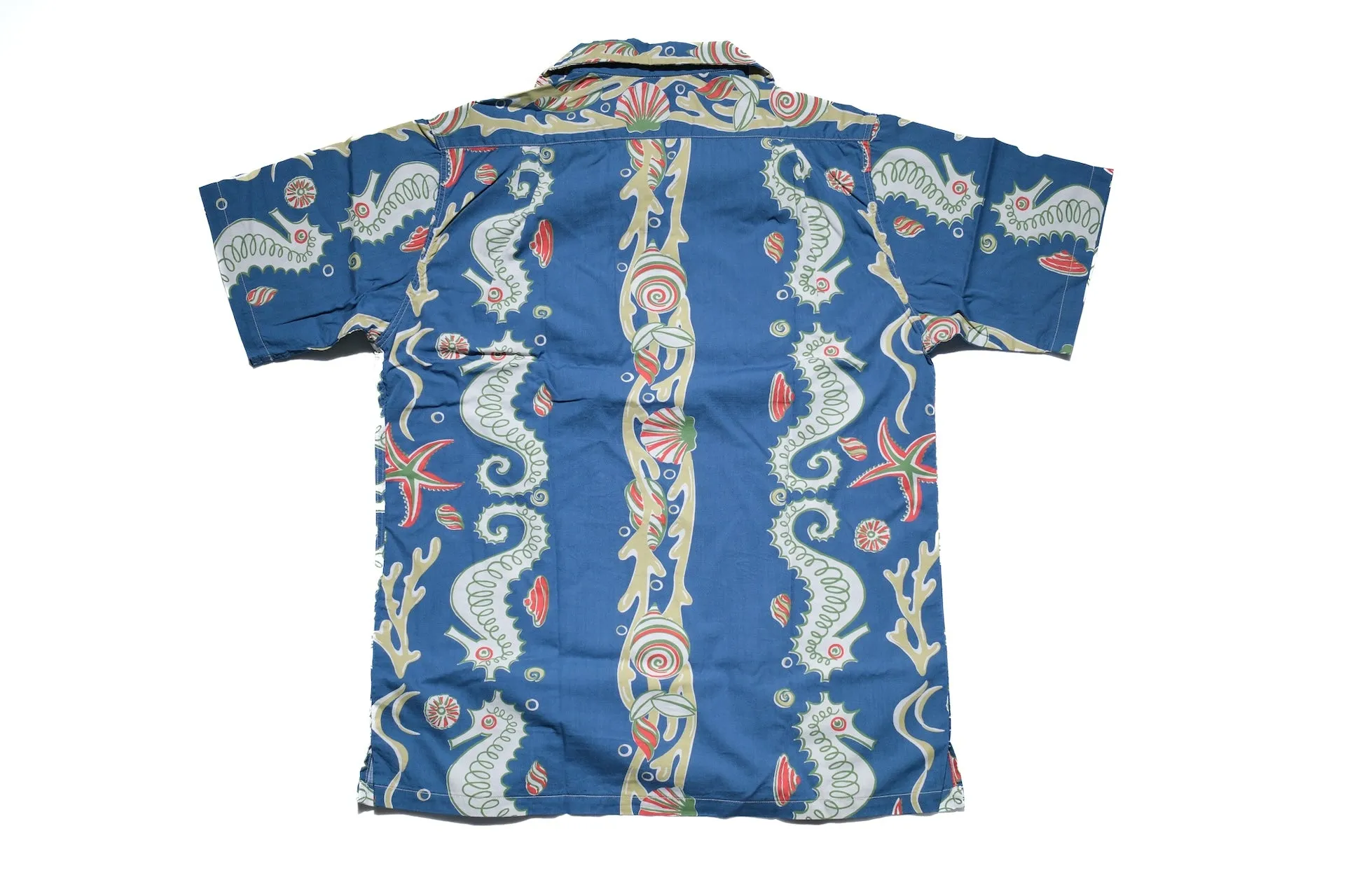 John Gluckow X Warehouse "Seahorse vs Starfish" Print Hawaii Shirt (Blue)