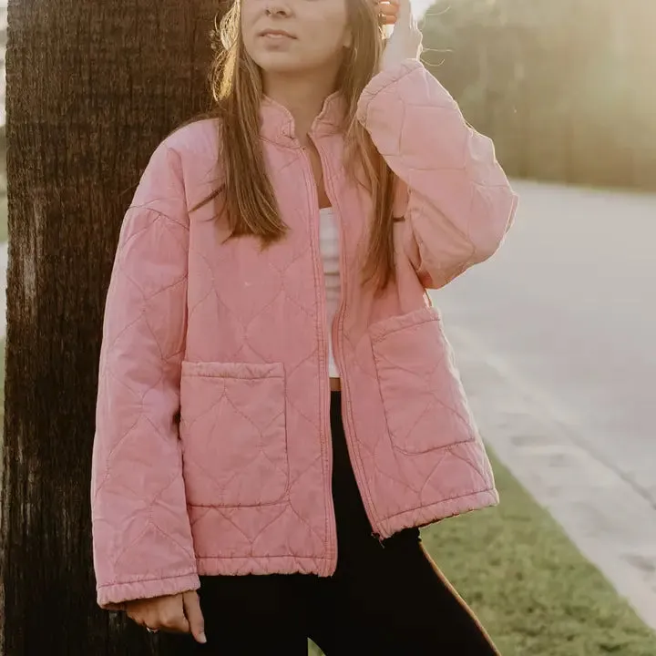 Katydid Washed Quilted Jacket Pink