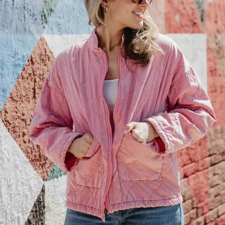 Katydid Washed Quilted Jacket Pink