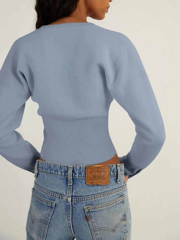 Knit Button Up Long Sleeve Top