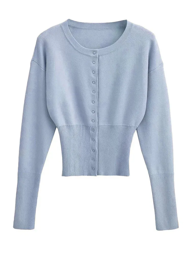 Knit Button Up Long Sleeve Top