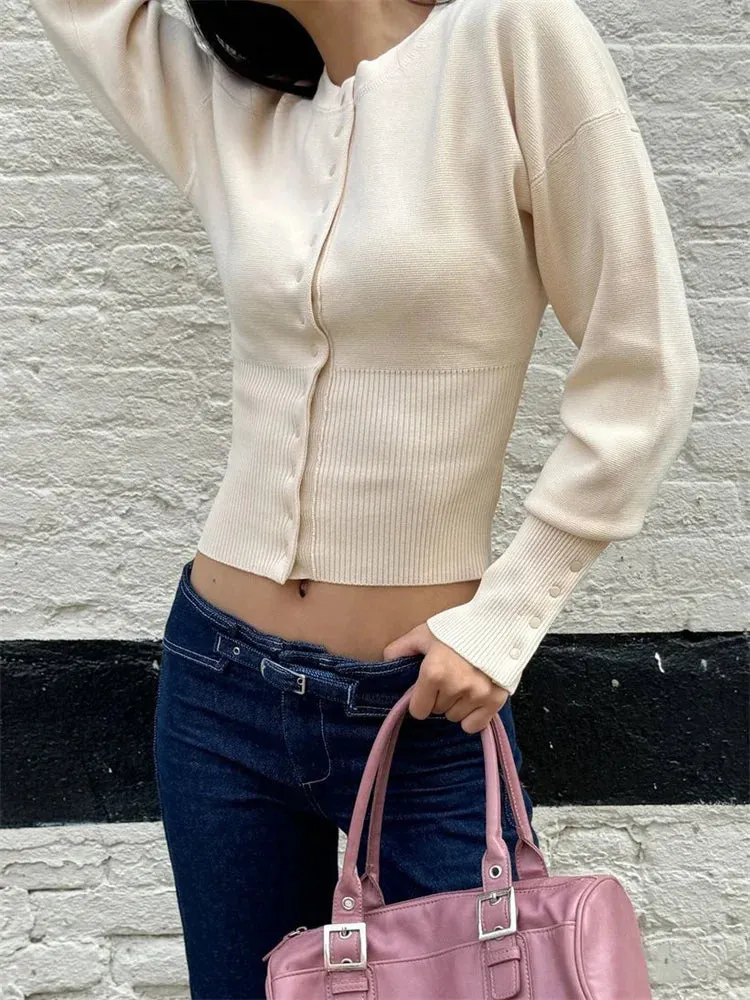 Knit Button Up Long Sleeve Top