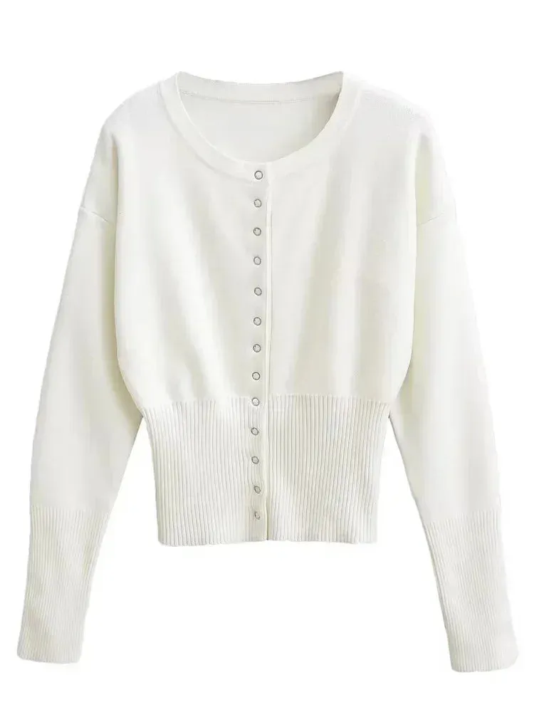 Knit Button Up Long Sleeve Top