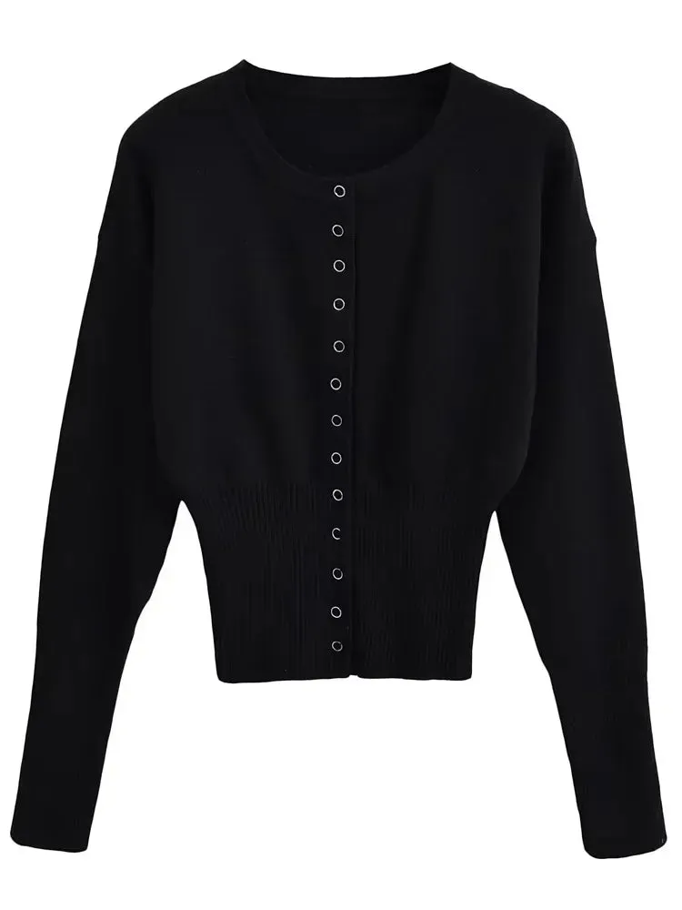 Knit Button Up Long Sleeve Top