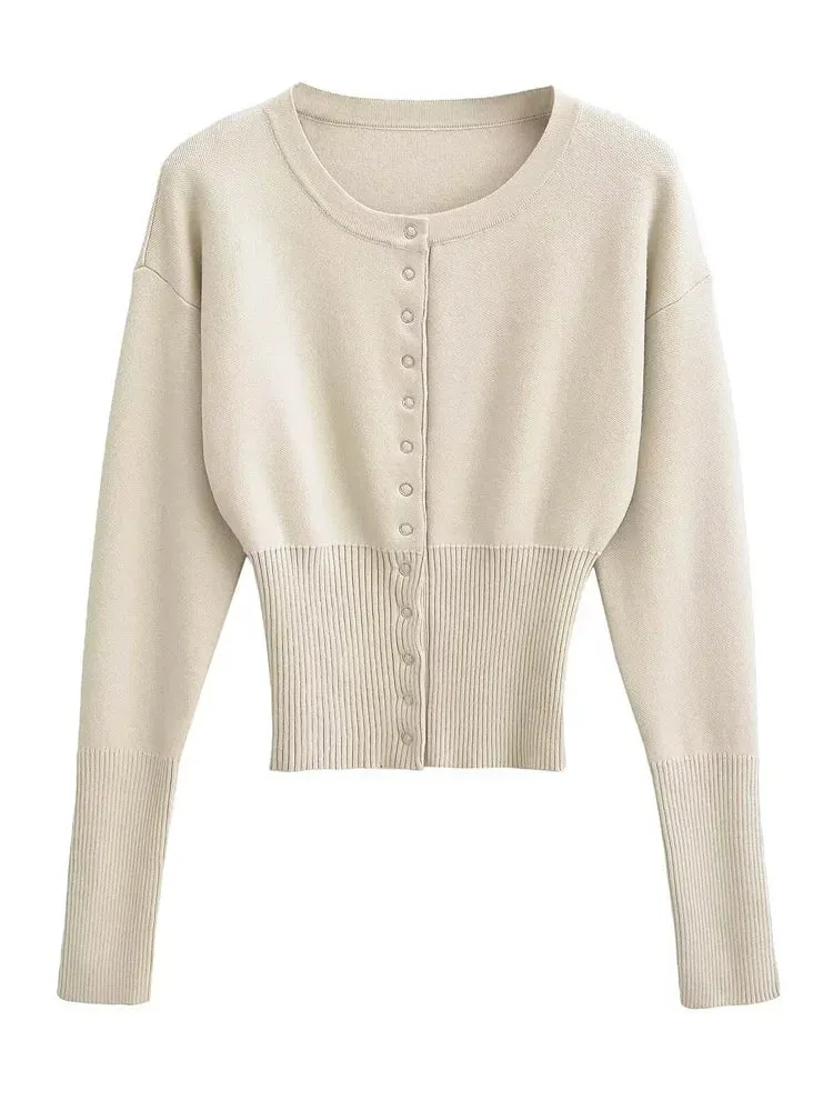 Knit Button Up Long Sleeve Top