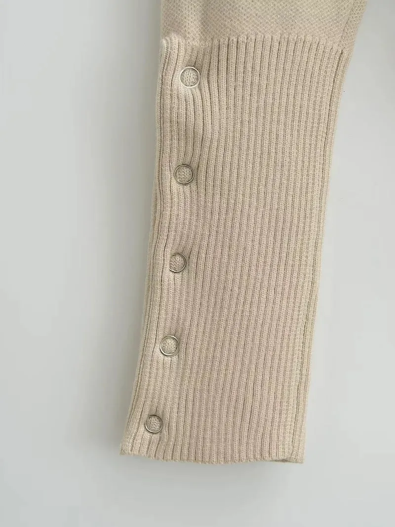 Knit Button Up Long Sleeve Top