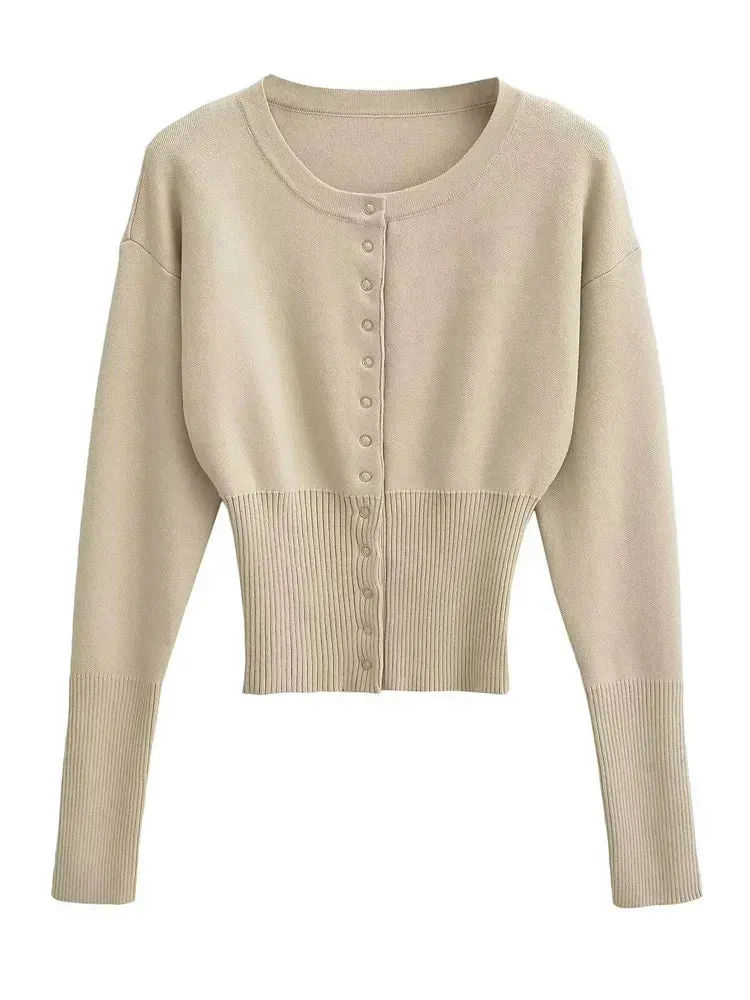 Knit Button Up Long Sleeve Top