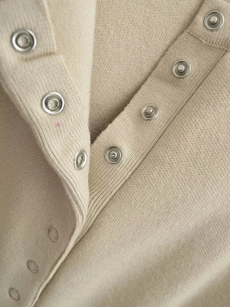 Knit Button Up Long Sleeve Top